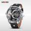 Oversize WEIDE Men Quartz WatchJapan Movement Analog Display 3ATM Waterproof Leather Strap Military Clock Men Sports Watches