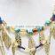 Gold Layered Set Necklace w/Turquoise Stone Seedbead Cloudybead Goldtone Leaf Necklace 2016 Fashion Style Wholesale