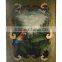 Hand Painted Wood Wall Painting, Floral Art Painting Wall Picture, Solid Wood Carved Decorative Wall Art