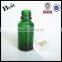 Shanghai Best manufacturer oil glass bottle 10ml 15ml 30ml 50ml green oil glass bottle with white dropper