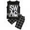 Casual Little Boys Cotton Sleeveless Letters Print Black Boutique Tank Top and Lattice Shorts Outfit
