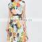 Guangzhou Fashion Clothing OEM Multicolor Knee Length Cottton Sleeveless Dress With Self Tie