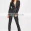 Black Striped Tie Front Shirt Ladies Jumpsuit