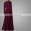 ManXun Modern Muslim Women Maroon Long Abaya Dress With Belt Islamic Kimono Clothing For Ladies