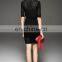 Ladies fashion short sleeve sweater dress red color two pieces china dress