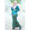 High quality women muslim dress fashion printed design elegant baju kurung peplum