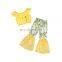 plain blue sleeveless crop Top and Easter egg pattern glaring sequin bell bottom 2pcs beautiful Baby Girl suit