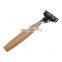 Professional disposable shaving razor for shaving with wood handle with 3 layer blades for man