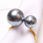 Wholesale Hotel Wedding Table Decoration Metal Alloy White Pearl With Gold Napkin Ring