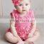 hot sale plain rose ruffle fringes cotton newborn baby christmas rompers