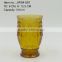 press glass drinkingware/goblet, Hiball, DOF, dessert bowl,Champagne flute in amber color with Jewery patern
