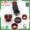 new product mobile phone camera lens 4 in 1 Universal Fish Eye Lens+Macro+Wide Angle+Telephoto Lens