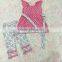 2016 newly made Wholesale Boutique Clothing Cheap Clothes 100% Cotton Red Quotrofoil Top White floral Set