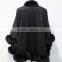 black cashmere cape with fox fur trim /cashmere shawl with fur hood