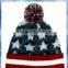 star pattern custom knitted pom beanie hat/mens beanie/mens hats for sale