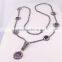Natural Amethyst Gem stone Necklace, Hematite Beaded Druzy Necklace