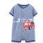 2015 Summer Fashion Short Sleeve Cotton Blue Stripes Newborn Baby Romper Front Button Squad Wagon Baby Boy Clothes