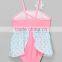 New Fashion Girl Beachwear With Pink Owl Skirted One-Piece Girl Swimwear Child Clothes G-NP-S905-387