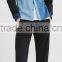 Men's spring cotton slim stretch denim shirt with long sleeves