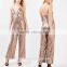 Anly new arrival all over reversible sequin strappy formal party wear women jumpsuits