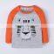Spring autumn gray printing tiger orange sleeve kids t-shirt printing