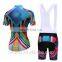 Colorful Women Cycling Jersey Bike Wear (Bib) Shorts Set Outdoor Sportwear Short Sleeve Cycling Clothing Suit