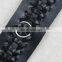 Top hot design fashion black braided PU with metal eyelet trim tape