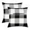Black and White Buffalo Checkers Plaid Cotton Linen Throw Pillow Covers