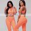 Hot selling Jacquard crop vest top with legging yoga suit Jogging suit two pieces women clothing