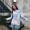 Wholesale Korea Style Loose and Leisure Tie dye Stripe Dye Crew Neck Unisex Sweatshirt Hoodies
