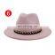 21style England Style Men Felt Jazz Fedoras Women Church And Party Hats Big Wide Brim Ladies Couple Fedora Hats With Metal Chain