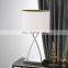Modern living room decoration oval white lampshade silver plated metal table lamp for hotel