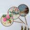 Chinese Style Gift Multi-Pattern Silk Embroidery Dual-faced Handmade Fan With Wooden Handle And Tassel Pendant(19*37cm)