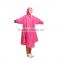 women pvc raincoat with hood /pvc /polyster material