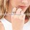 Pearl Stud Hollow Rhinestone Filigree Ring Set