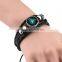 Lucky Bangle Space Series Metal Glass Gemstone Cuff Bracelet Punk Gothic Leather Bangle