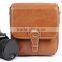 Factory price brown leather Camera Bag with strap in Dongguan