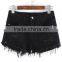 SheIn 2016 Frayed Black Women Sexy Booty Jeans Denim Shorts