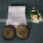 Popular warm crochet scarf real raccoon fur pom pom crochet scarf