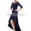 Woman new fashion design long prom dress europe style, 3/4 lace sleeve and high-low hemline see-through free prom dresses                        
                                                Quality Choice