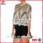 2016 Latest Spring Women Clothing,Button Back Embriodery Crop Top