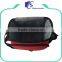 Red insulated shoulder lunch bag with side bottle pocket