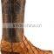 tan brown cowboy genuine leather Pirarucu fish vamp western boots wholesale