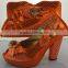 Hot sale african women's shoes design ladies handbag with ladies shoes of set 4 different colors