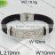 Fashion new steel color black leather bracelet