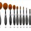 Bonvatt 2017 oval makeup brush tooth brush makeup brushes 10 pieces/set 2016 oval synthetic hair 10pcs gold handle oval facial