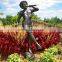 Garden metal fountain sculpture bronze boy playing flute statue for sale