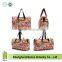 Wholesale floral folding duffle bags with inner zipper pocket and reusage recycle shopping travel bags with handles
