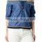 latest design off shoulder smocking chambray woman tops