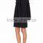 Customized Lady Apparel Back-concealed zip Black Bell Sleeves Ruffle Shift Dress(DQM017D)